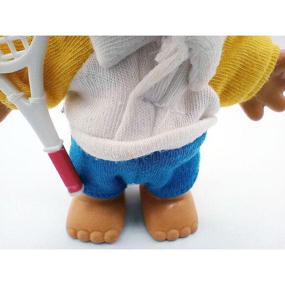 Vintage Troll Doll Tennis Player Yellow Hair 4 Inch Toy Collectible Russ Berrie - Picture 5 of 14